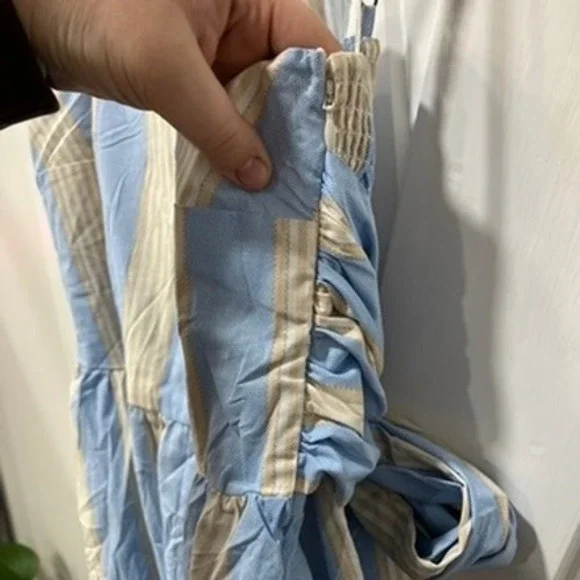 SummerSalt Womens Dress 2XL Organic Cotton Bow Stripe Midi Smock Summer Fair - Picture 3 of 13